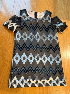 Appaman Girl’s 3T Holiday / Party Dress Black Stripes, Cap Sleeve, Zips